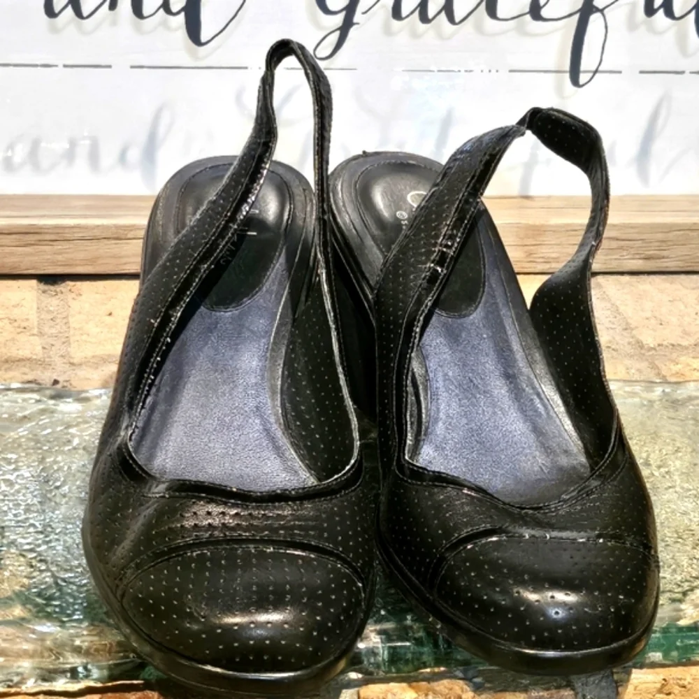 Cole Haan Slingback Pumps Wedge Heel Nike Air Black Sz 9